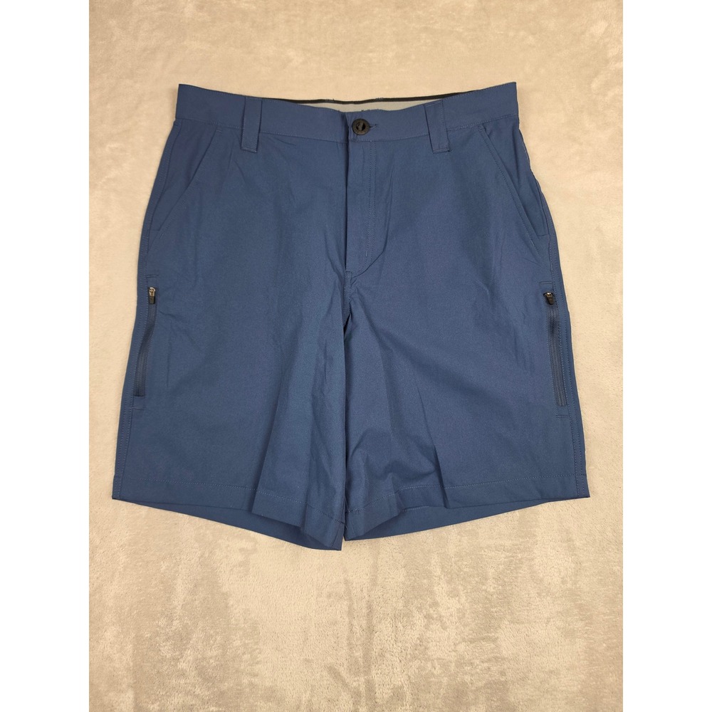 Orvis Lightweight Tech Performance Shorts Mens 32 Blue Zipper Pockets Outdoor
